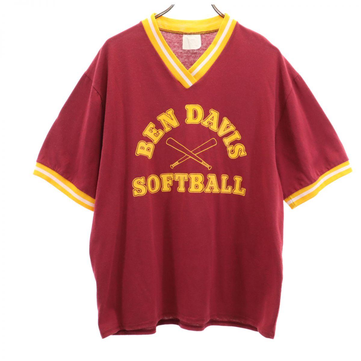 

BEN DAVIS 80-е 90-е Винтажная игровая футболка с принтом Футболка с коротким рукавом и V-образным вырезом Мужская Б/У