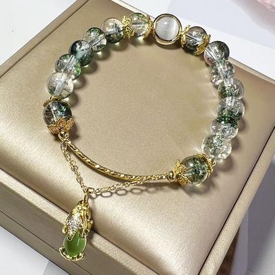 Pixiu Imitation grünes Geisterarmband Damen Mori-Mädchen Kristallarmband Urlaubsstil Vielseitig Originaldesign Koreanische Version Schmuck