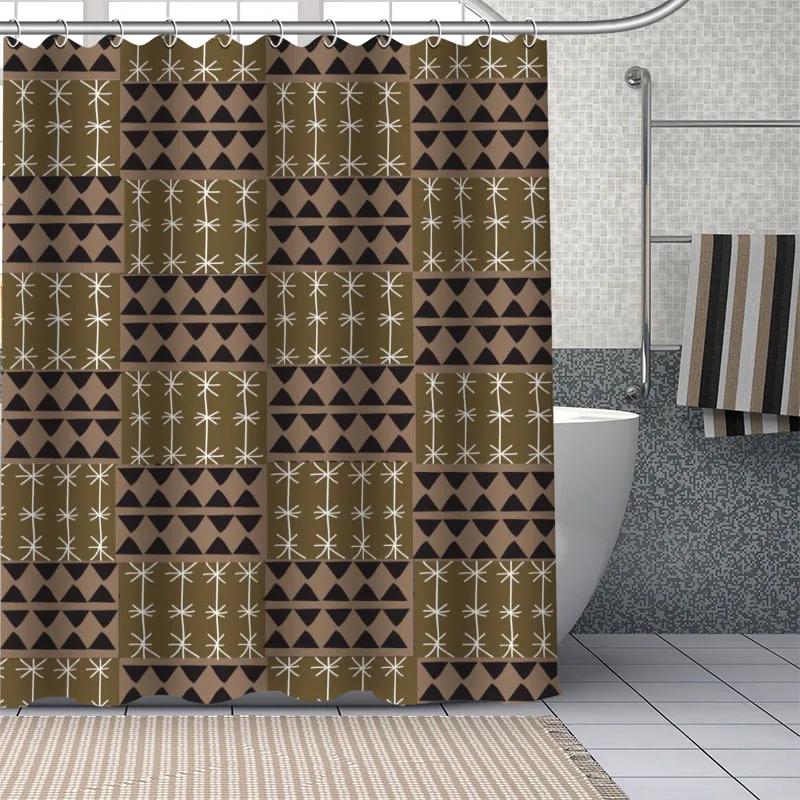 African Ethnic Flower Pattern Shower Curtains Geometry Bathroom Curtain Fabric Waterproof Polyester For Bathtub Decor With Hooks