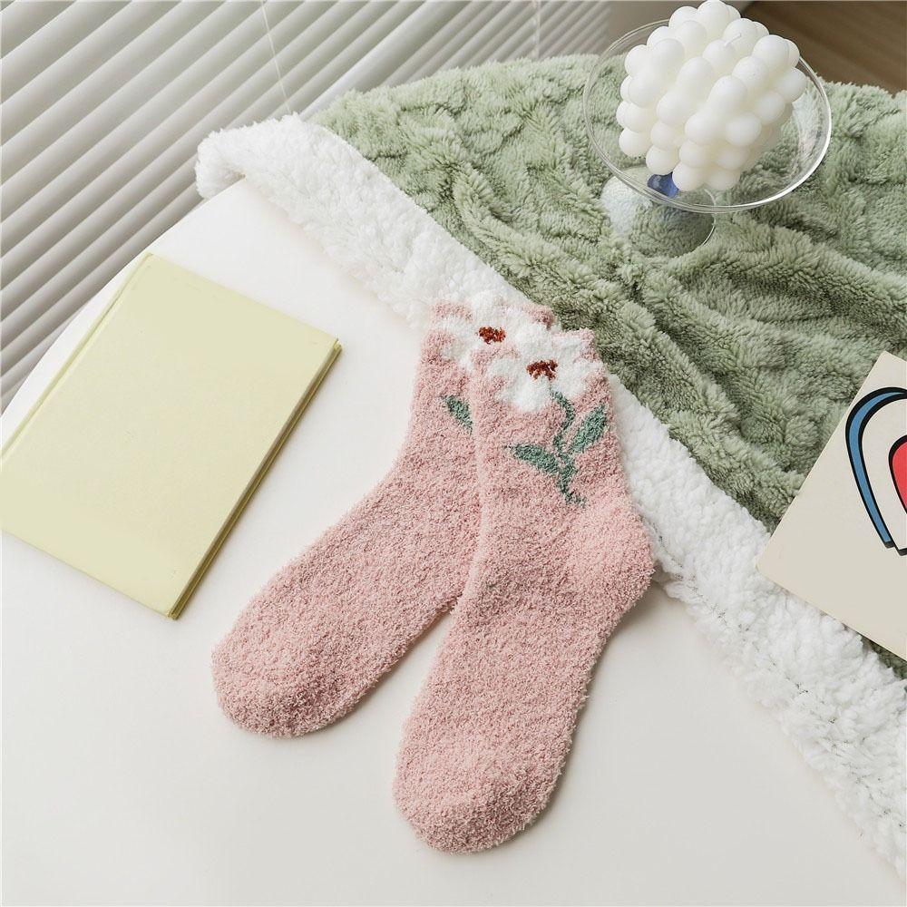 6Pairs Thickened Coral Fleece Socks Winter Warm Socks Women Soft Floor Plush Socks  Autumn