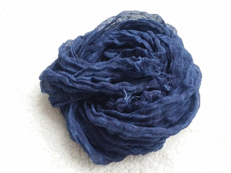 Japanese Linen Monochrome Natural Texture Pleated Scarf, Retro Linen Literary Scarf, Thin Men'S Autumn And Winter