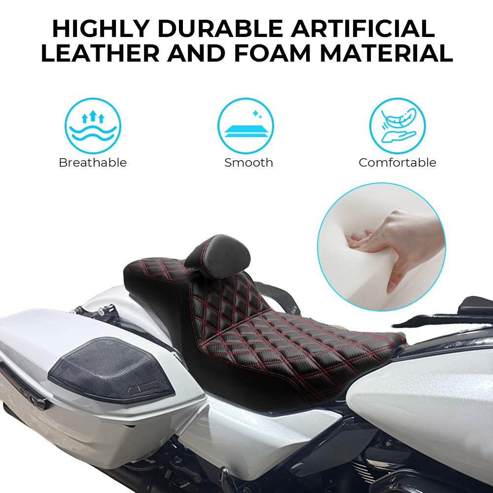 1 PC Black Rider Passenger Seat With Backrest Cushion Motorcycle For Harley Touring Road Glide CVO ST FLTRXSTSE 2024 2025 2026