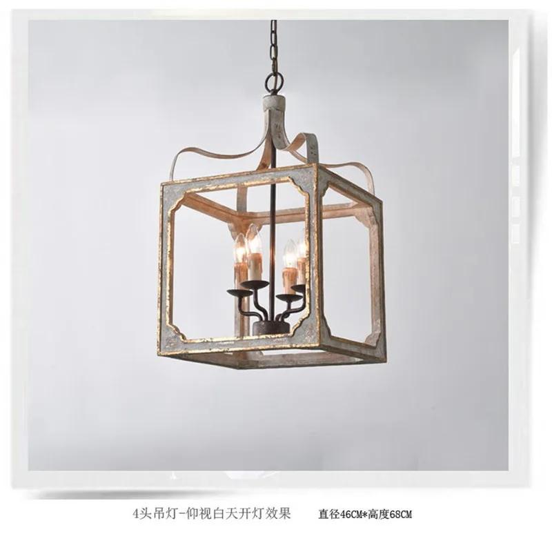 Creative Retro American Countryside Chandelier Lamp French Solid Wood Vintage Living Room Dining Room Kitchen Decor Pendant lamp