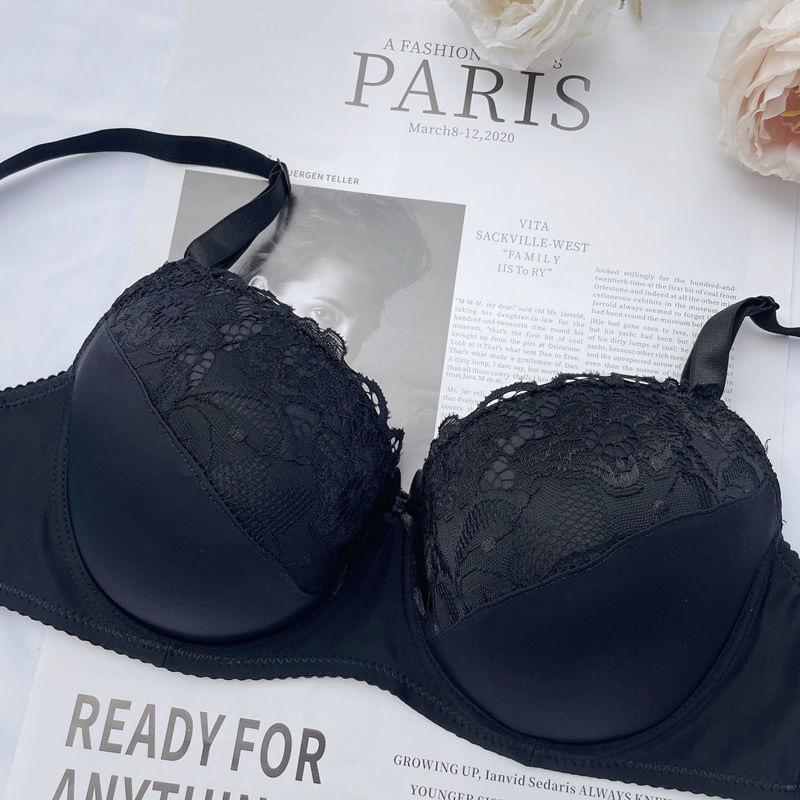 Sexy plus-size lace bra, thin cup gathering and adjusting upper support underwear