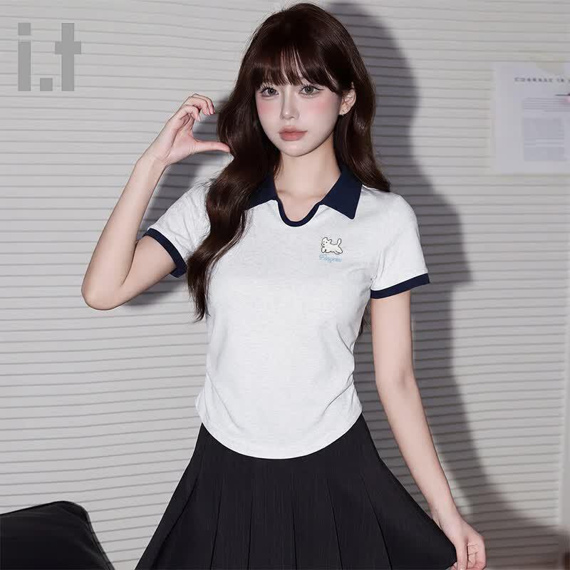 Fingercroxx Women s Color-Block Polo T-Shirt S