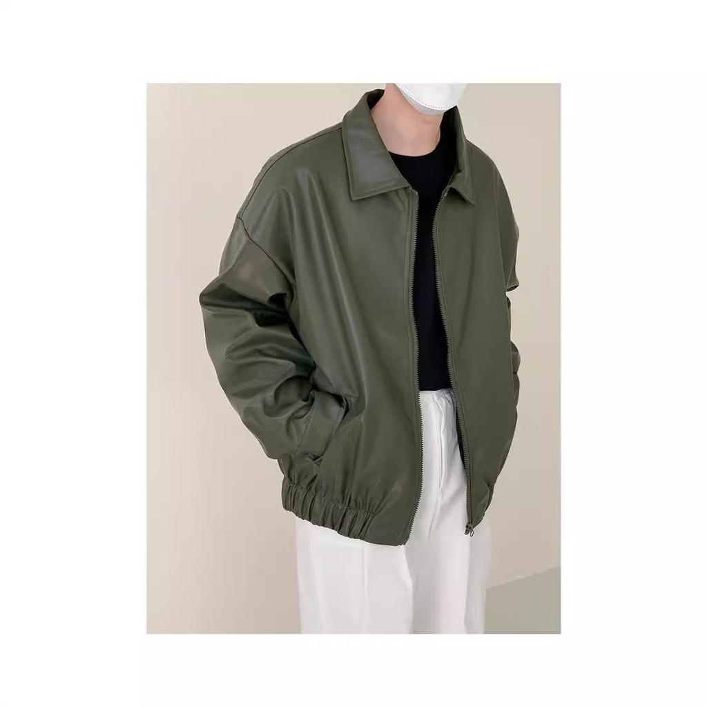 Autumn Leather Jacket Men's PU Motorcycle Jacket Retro Handsome Loose Casual