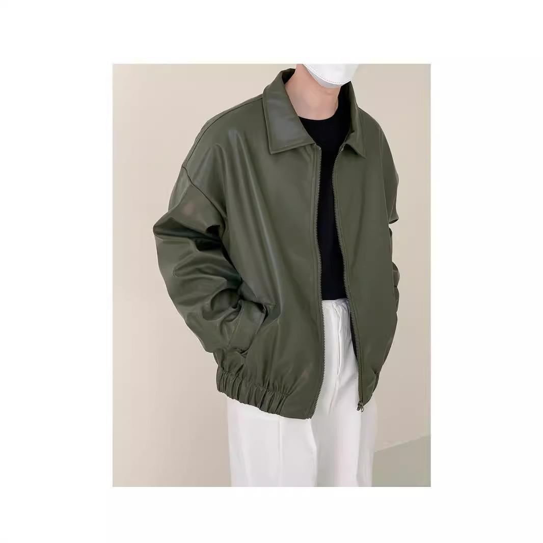 

Осенняя кожаная куртка мужская ПУ мотоциклетная куртка ретро красивая свободная повседневная XXL