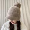 Protezione Orecchie Lavorata a Maglia Cappello di Lana da Ciclismo Invernale per Bambini Cappello Pullover con Pompon di Lana Caldo e Spesso Peluche Antivento