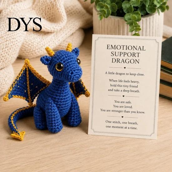Crochet Dragon Doll with Card, Emotional Support Handmade Decor, Mini Decor Knitting Ornament, Inspirational Gifts for Family Friends Toy