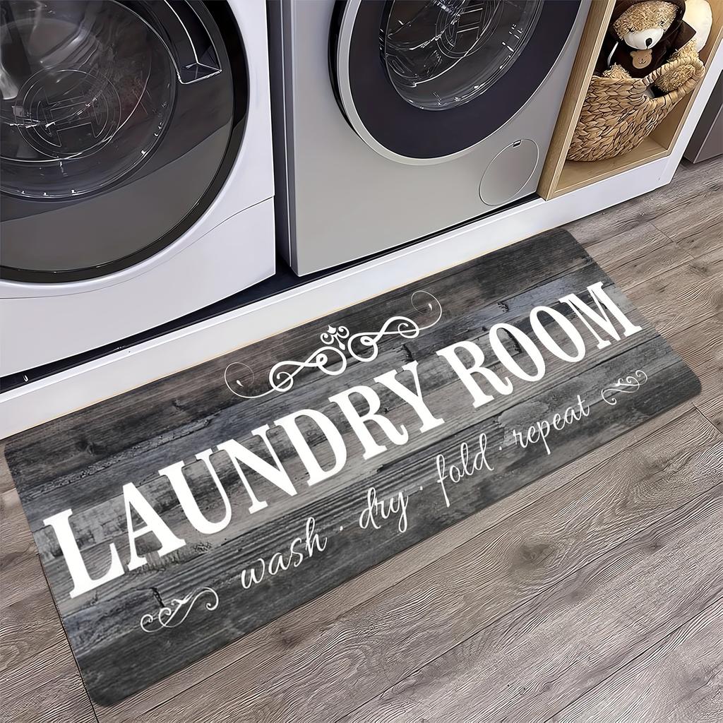 VIKAMA American-Style Vintage Laundry Room, Bathroom Rug Kitchen Dirt-Resistant And Easy-To-Clean Floor Mat, Entrance Door Mat