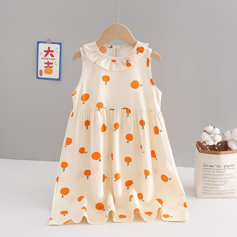 Children's Sweet Mesh Vest Halter Dress Summer Girls Pompadour Princess Dress