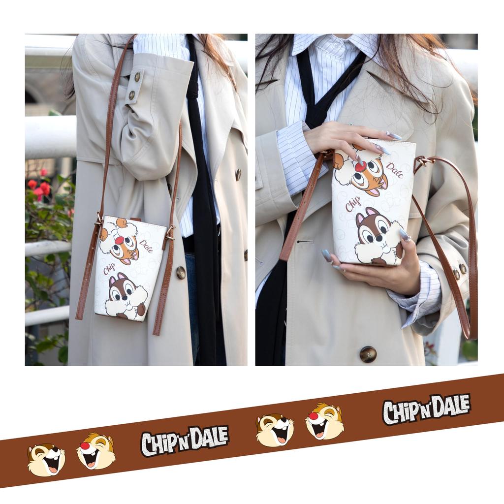 Notre Disney Officially Licensed Kids' Pouch, Fashion Shoulder Bag, Crossbody Bag, PVC Neck Pouch with Belt (Chip 'n Dale-B)