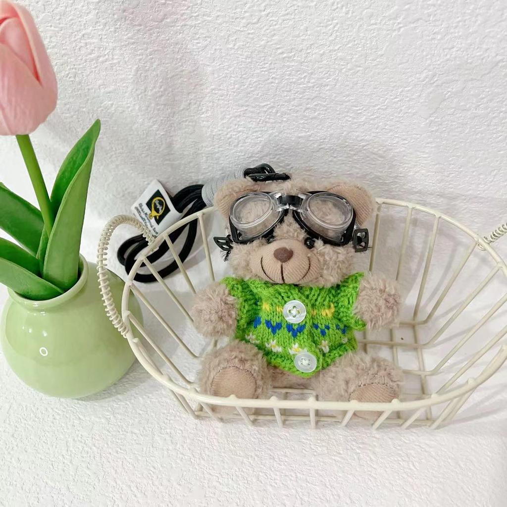 Kreslená klíčenka s pilotem pandou - Roztomilá plyšová hračka medvěd jako dárek pro studenty