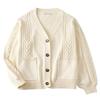 Women's Japanese JK Cable Knit Cardigan V Neck Long Sleeve Loose Cotton Sweater Coat Multi Color
