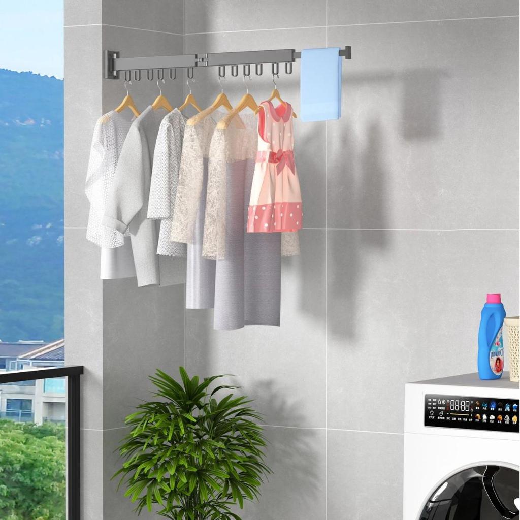 Invisible No-Drill Folding Balcony Clothes Rack & Drying Rod