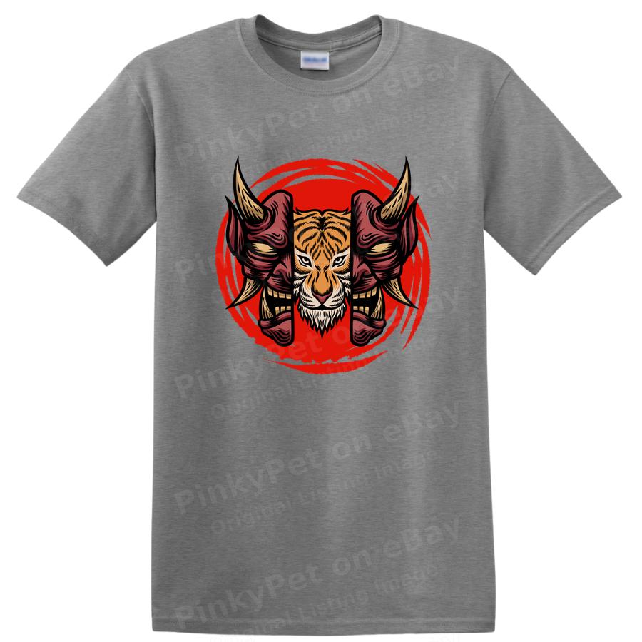 Tiger and Demon Graphic T Shirt Art Vintage Style for Cool Tee Lovers