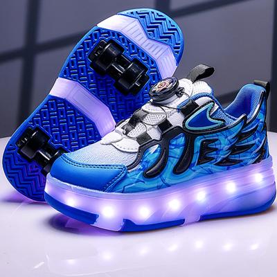 KINDER Vierrädrige, aufladbare, flache Schuhe mit LED-Lampe, Ausreißerschuhe, Rollschuh-Sportschuhe, Mädchen-Skates
