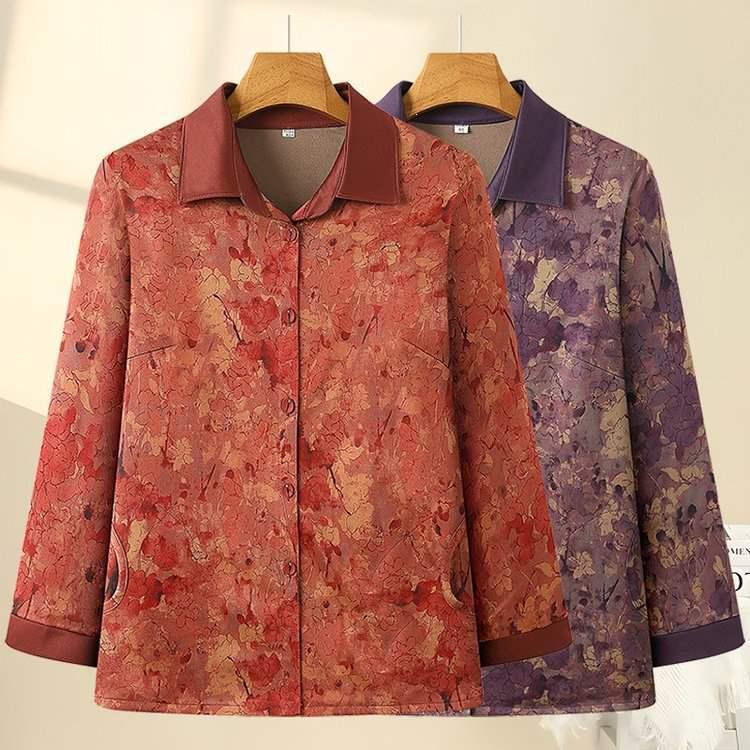 Women's Long-Sleeve Jacket: Stylish Autumn Fashion for Middle-Aged and Elderly Ladies