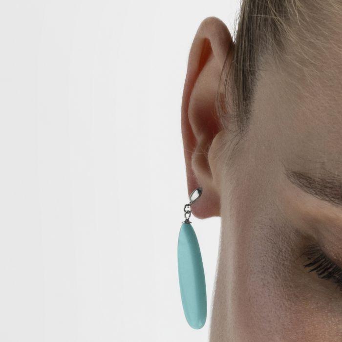 Boucles D'oreilles - ADAK - Argent 925 - Rhodié - Turquoise - Femme