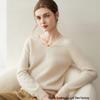 Women's V-Neck Pure Cashmere Sweater - New Style, Solid Color, Warm Long Sleeve Pullover