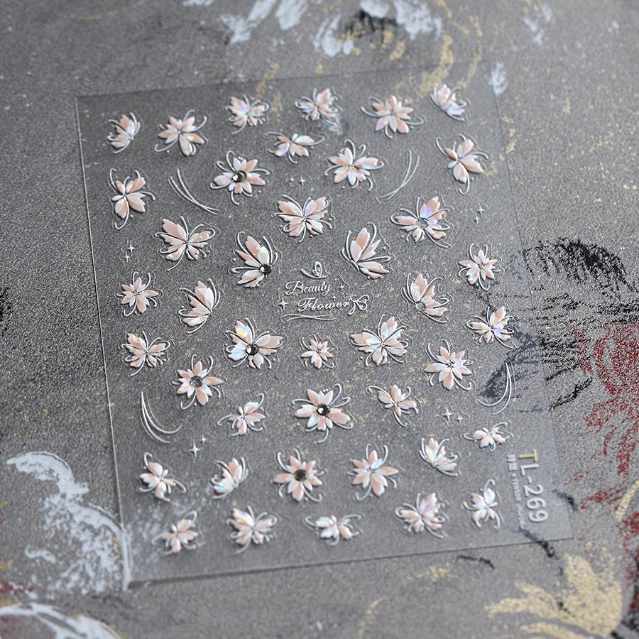 1pcs 5D Elegant White Daisy Nail Art Stickers Flower Adhesive Nail Decorations Decals DIY Manicure Accessories