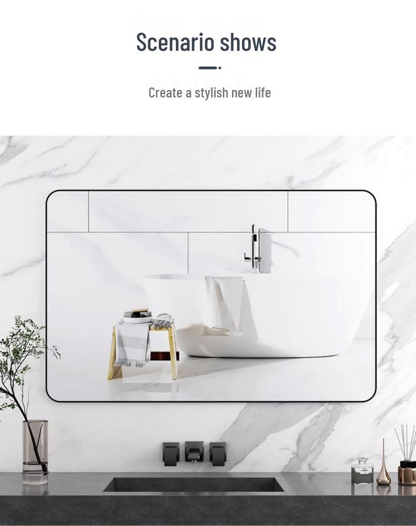 Self-Adhesive Wall-Mounted Bathroom Mirror for Makeup