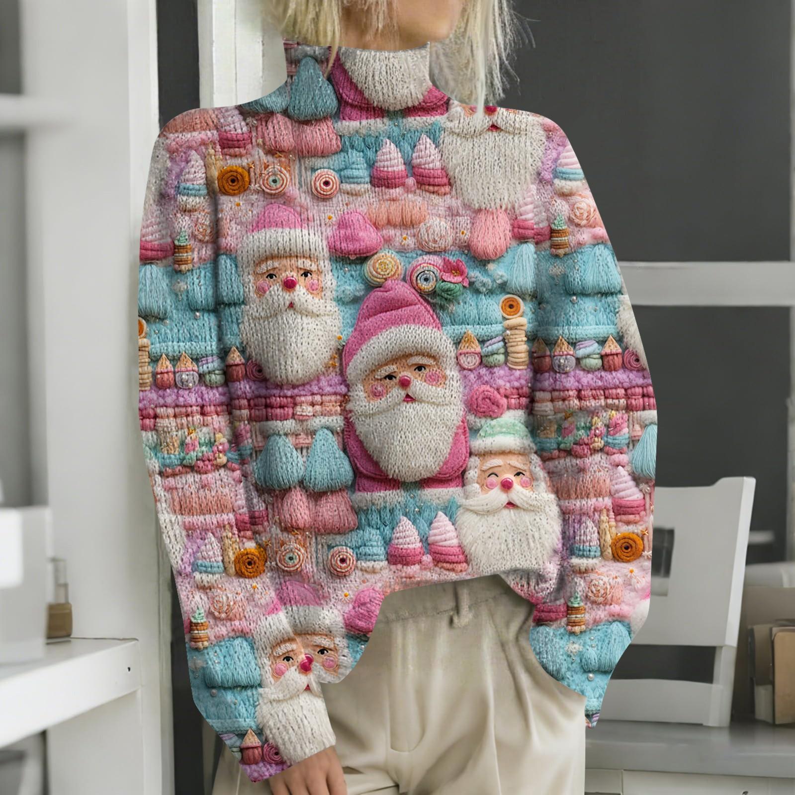 

Різдвяні світшоти для жінок В язаний светр Мила сорочка Осіння водолазка Пуловер Топи XXXL