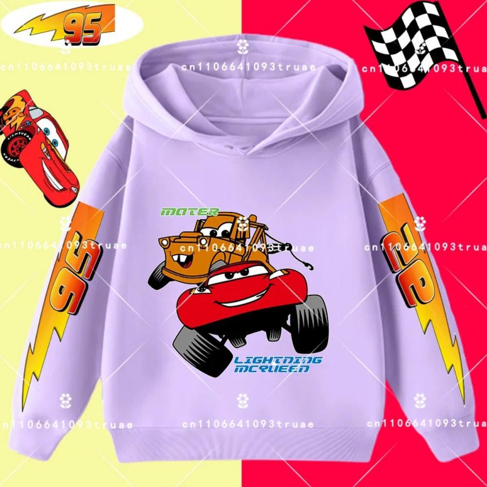 Felpa con cappuccio per bambini e ragazzi, stampa divertente di Saetta McQueen, autunno e inverno, moda casual, calda, felpa da studente