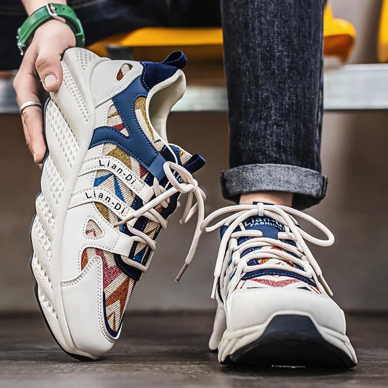 

Men s shoes spring trend versatile junior high school students leisure sports thick sole heightening trend Internet celebrity foreign trade dad trendy 46