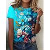 Women's T Shirt Casual Short Sleeve Flower 3d Print Summer Fashion Street Loose O-Neck Pullover