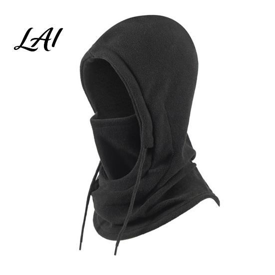 Full Coverage Fleece Neck Shield Winter Balaclava Hat with Drawstring Windproof Thermal Polar Hooded Scarf Gear for Autumn Sports Breathable