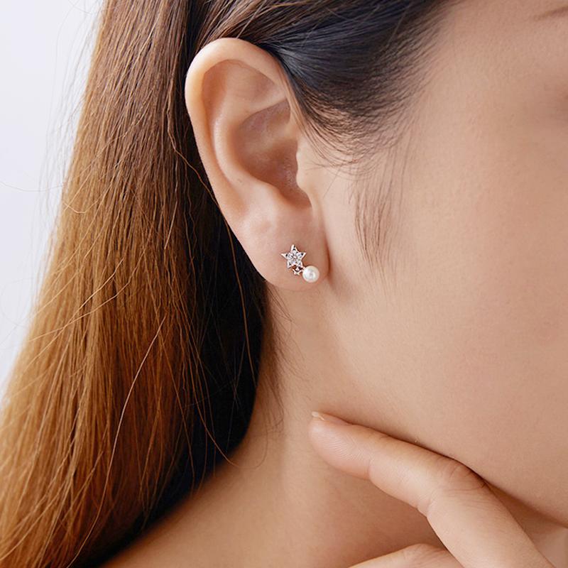 Barbie earrings Moissanite five-pointed star, original and high-quality temperament, ins style love confession, 925 silver shell beads ZJYES-YS-032