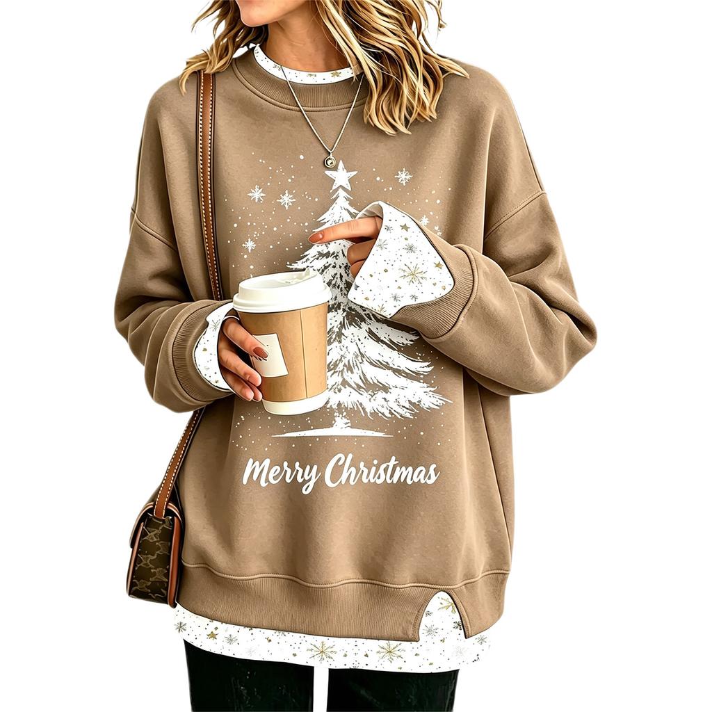 Women's Casual Printed Long Sleeve Sweatshirt Loose Fit Pullover Top
