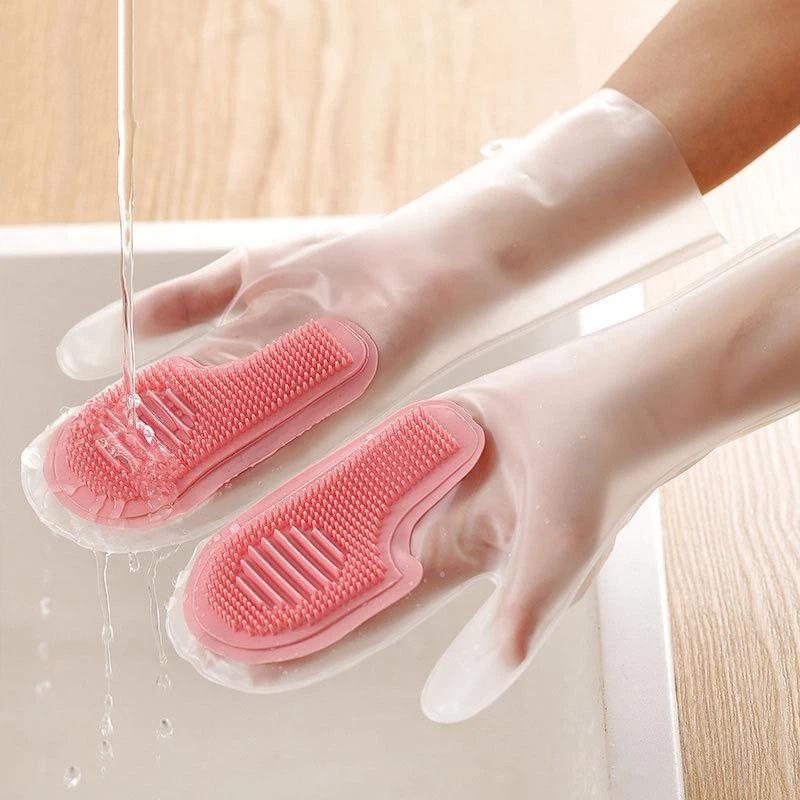Household Dishwashing Gloves Kitchen Cleaning Brush Waterproof Durable Non-Slip Cleaning Gloves Kitchen Supplies