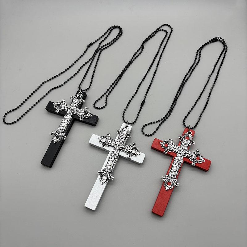 Large Cross Long Sweater Chain Dark Gothic Versatile Halloween Pendant Necklace