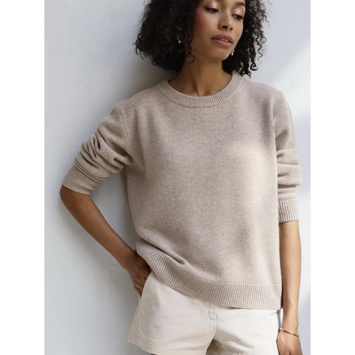 

Женский свитер с круглым вырезом однотонный | Мягкий вязаный топ | Повседневный свободный крой One Size хаки