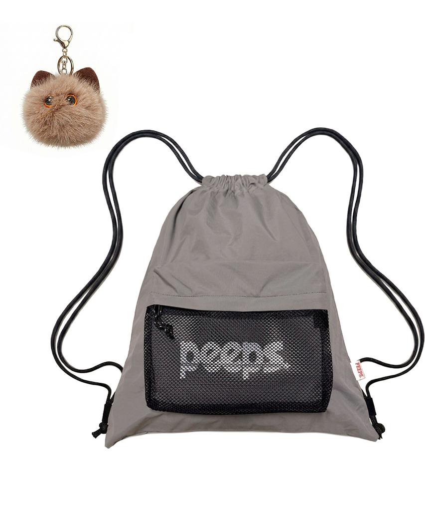 Peeps Light Gym Bag (Charcoal Gray) Includes Foam Buddy Keyring
