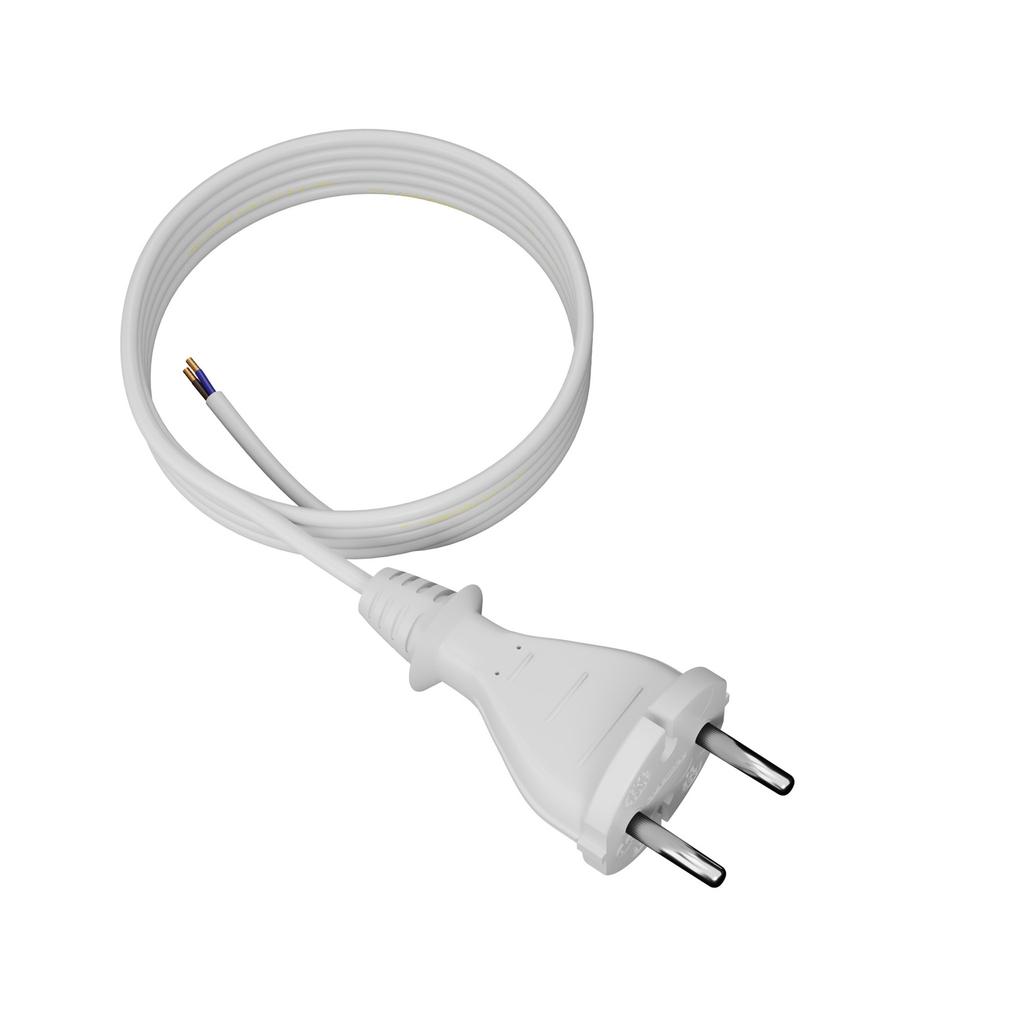 Przewód Przyłączeniowy Kabel Z Wtyczką Prostą 4M 2X1Mm2 Typ E Biały