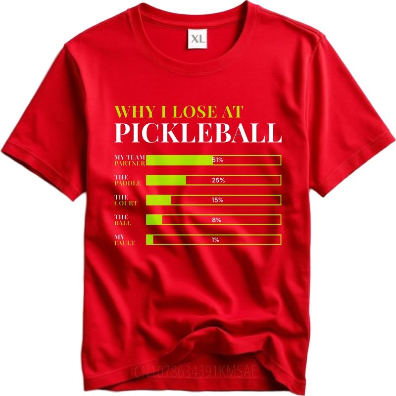 

Большая летняя футболка для мужчин Почему я проигрываю в пиклбол Диаграмма Короткий рукав Дышащая футболка с круглым вырезом Мужская футболка для тренировок as the picture5481 красный