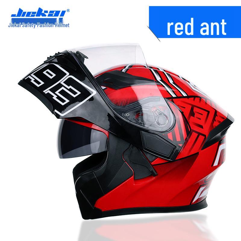 Jiekai Full-Face Flip-Up Motorcycle Helmet for Men & Women - Winter Electric Vehicle Safety Helmet