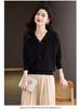 Rhinestone Bow Knit Heart V-Neck Sweater - Women's 2025 Autumn/Winter Base Layer