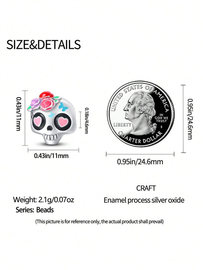 Copper Plated Original Charms Halloween Skull Beads Fit Bracelet Women'S Jewelry Gift