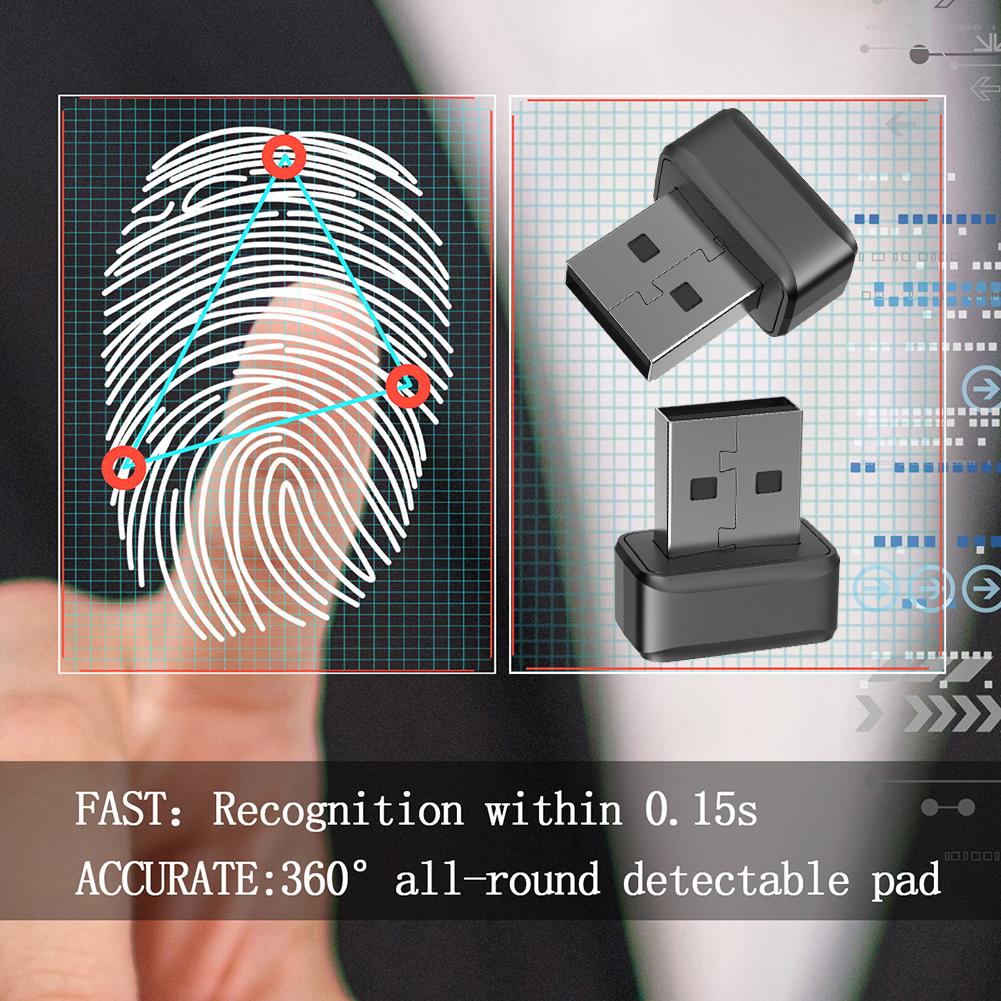 USB Fingerprint Key Reader FIDO U2F Portable Security Key Windows Hello Anti-Spoofing Mini Fingerprint Reader 360° Touch for PC