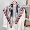 Spring and Summer New Printed Silk Scarves Square Scarves Medium Square Scarves Women's Fashion Simple Scarves Accessories Retro Silk Scarves
