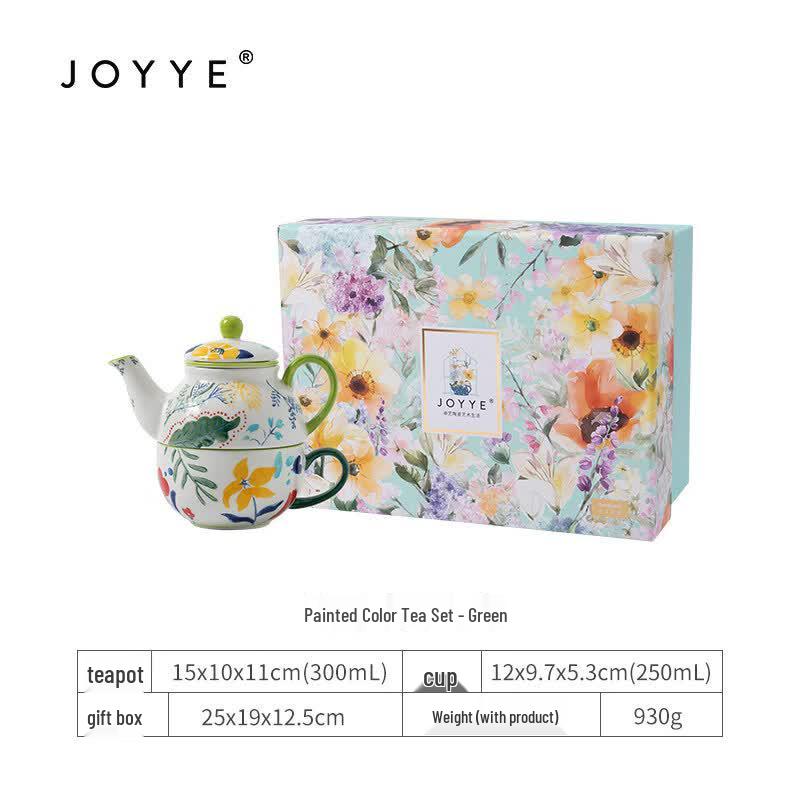 JOYYE Hand-Painted Ceramic Tea Set for One