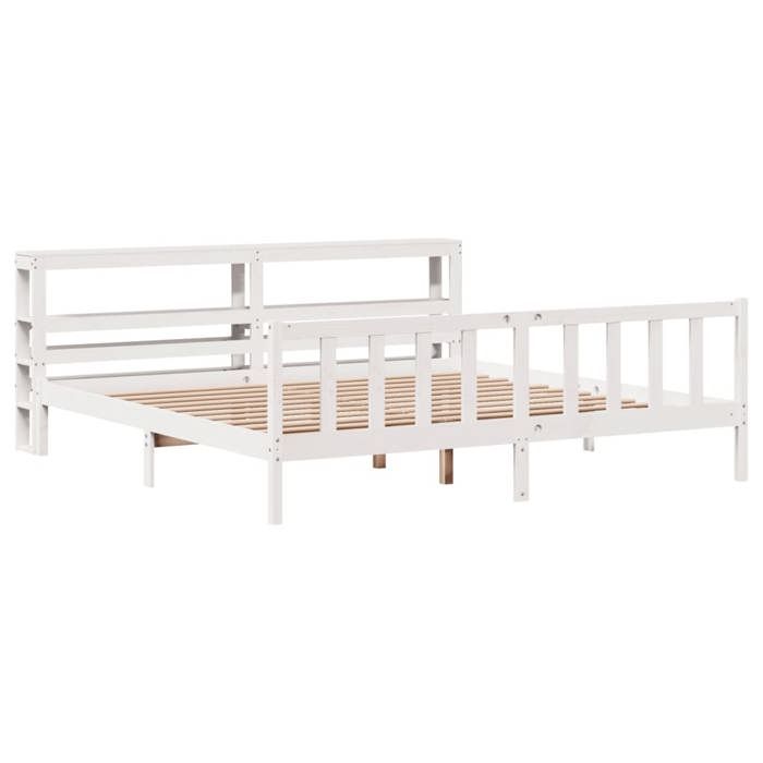 VidaXL Bed Frames and Headboard White 200x200 Cm Solid Pine Wood, Bed, Bedroom Furniture, Wooden Bed, Bed 3305770