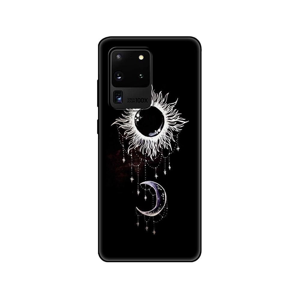 Black Tpu Case For Samsung Galaxy S20 /S20 PLUS/S20 ultra/S20+ /S20FE Back Cover  Sun and Moon