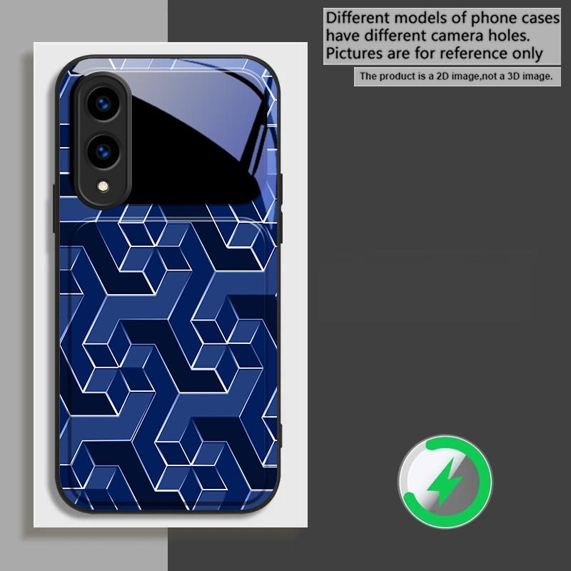Abstract geometric grid For Samsung Galaxy S26 Ultra S20 FE S21 S22+ S23 Plus S24 Ultra 25 Edge For Magsafe Glass Phone Casee