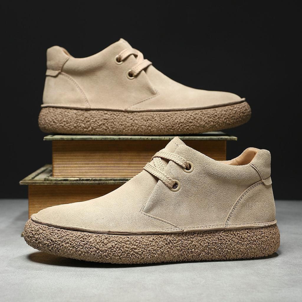 Frosted leather anti-velvet leather medium top board shoes Martin boots Zhongbang retro men's casual leather shoes platform shoes