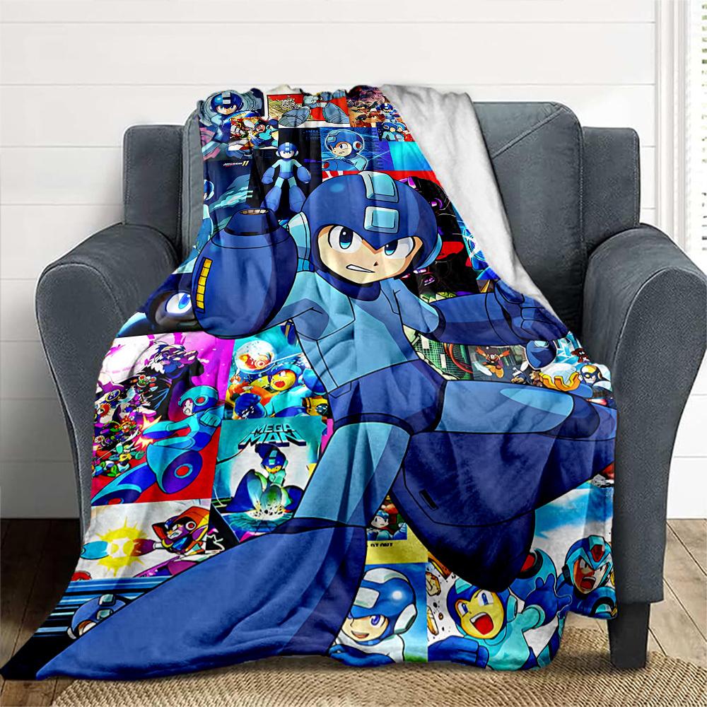 1pc Mega Man Rockman X All-Season Comfort, Outdoor Flannel Blanket - Soft, Warm & Cozy for Naps, Camping & Travel 012